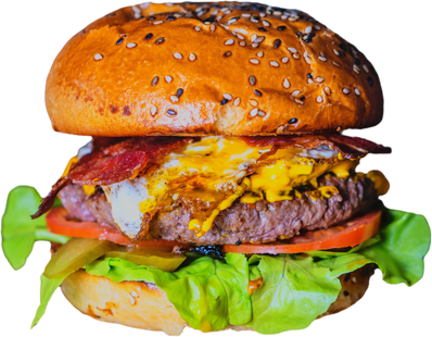 Hamburger with Patties, Tomato, Lettuce and Cheese